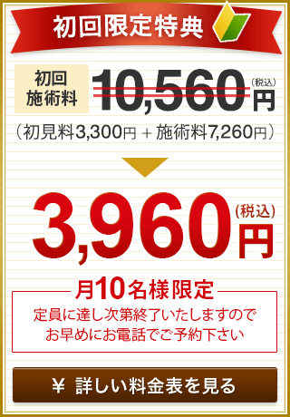 初回限定特典！初診料3000円無料！！