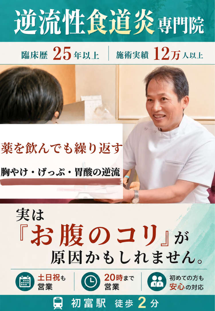 逆流性食道炎専門の施術 早期改善に自信があります